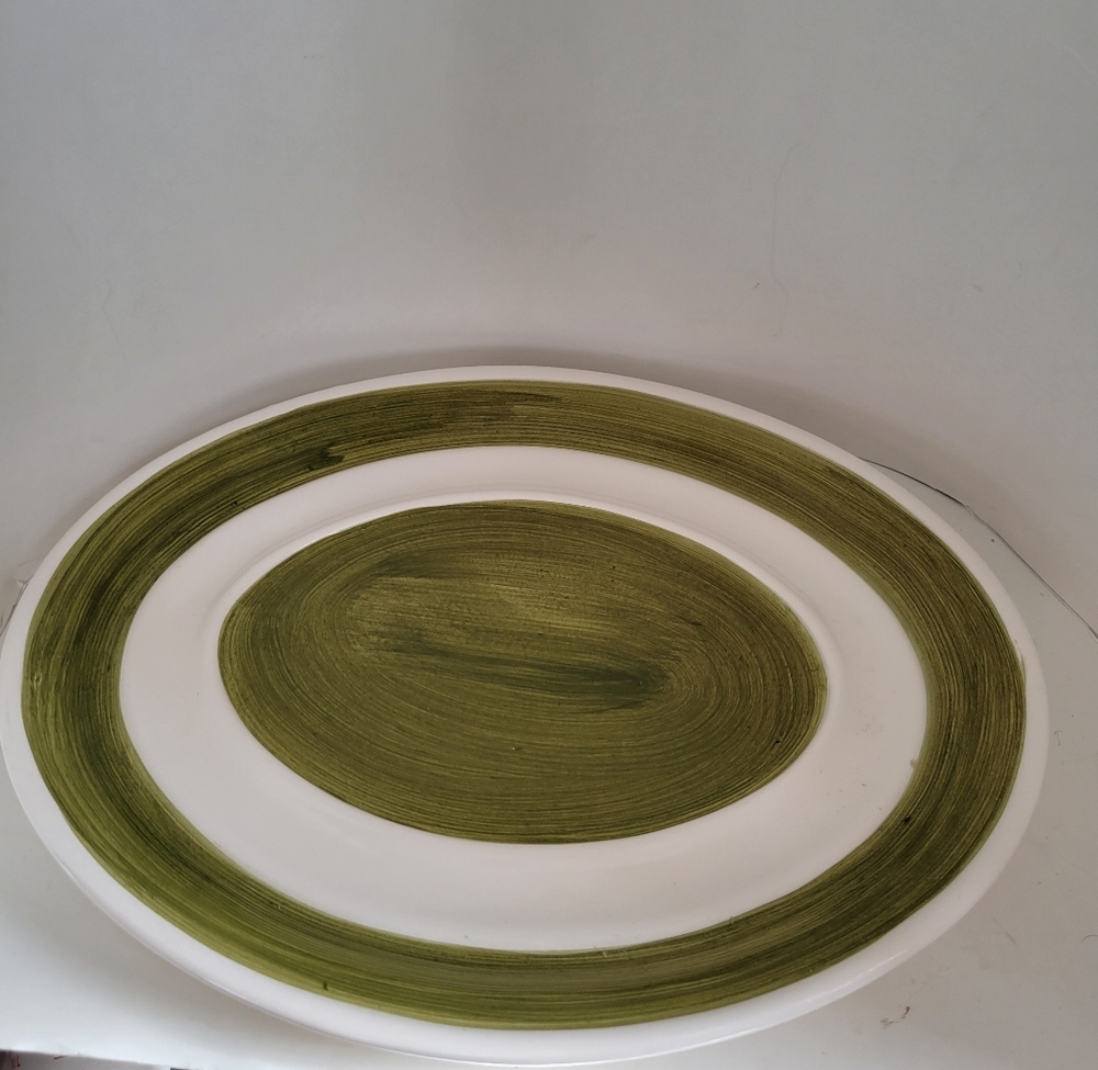 Vintage Arnart 5th Avenue Green And White Platter